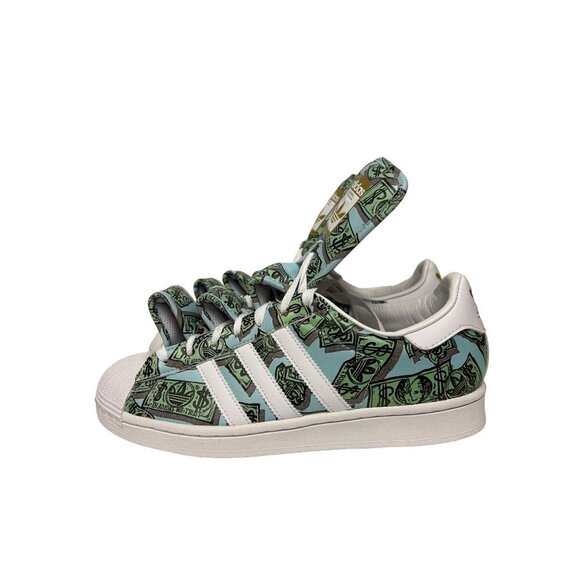NEW! Adidas X Jeremy Scott Money Print Superstar Sneakers Shoes Men's Size 9.5 - Picture 3 of 11